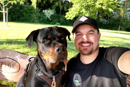 with Rottweiler Roxy
